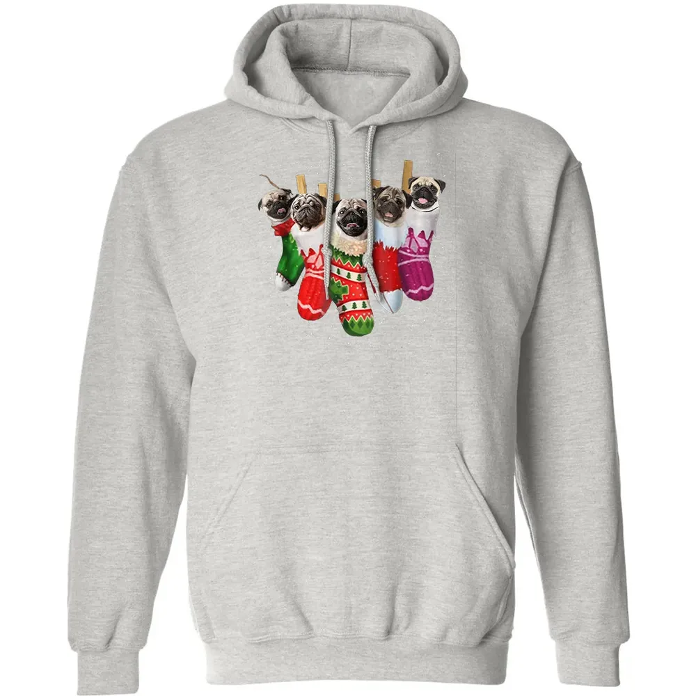 Pug Christmas Socks Funny s Xmas Vintage Cute Gift Classic Unisex Hoodie - 8