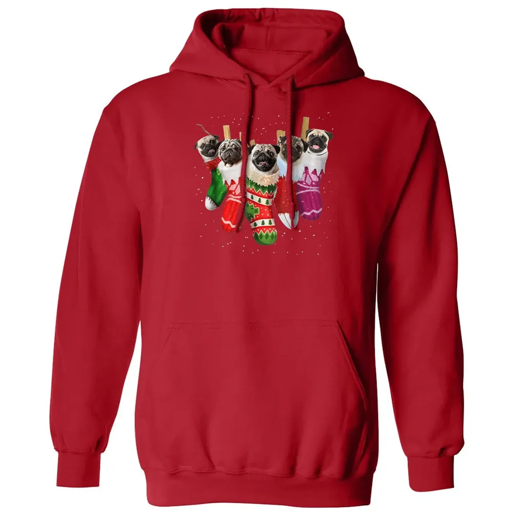 Pug Christmas Socks Funny s Xmas Vintage Cute Gift Classic Unisex Hoodie - 5