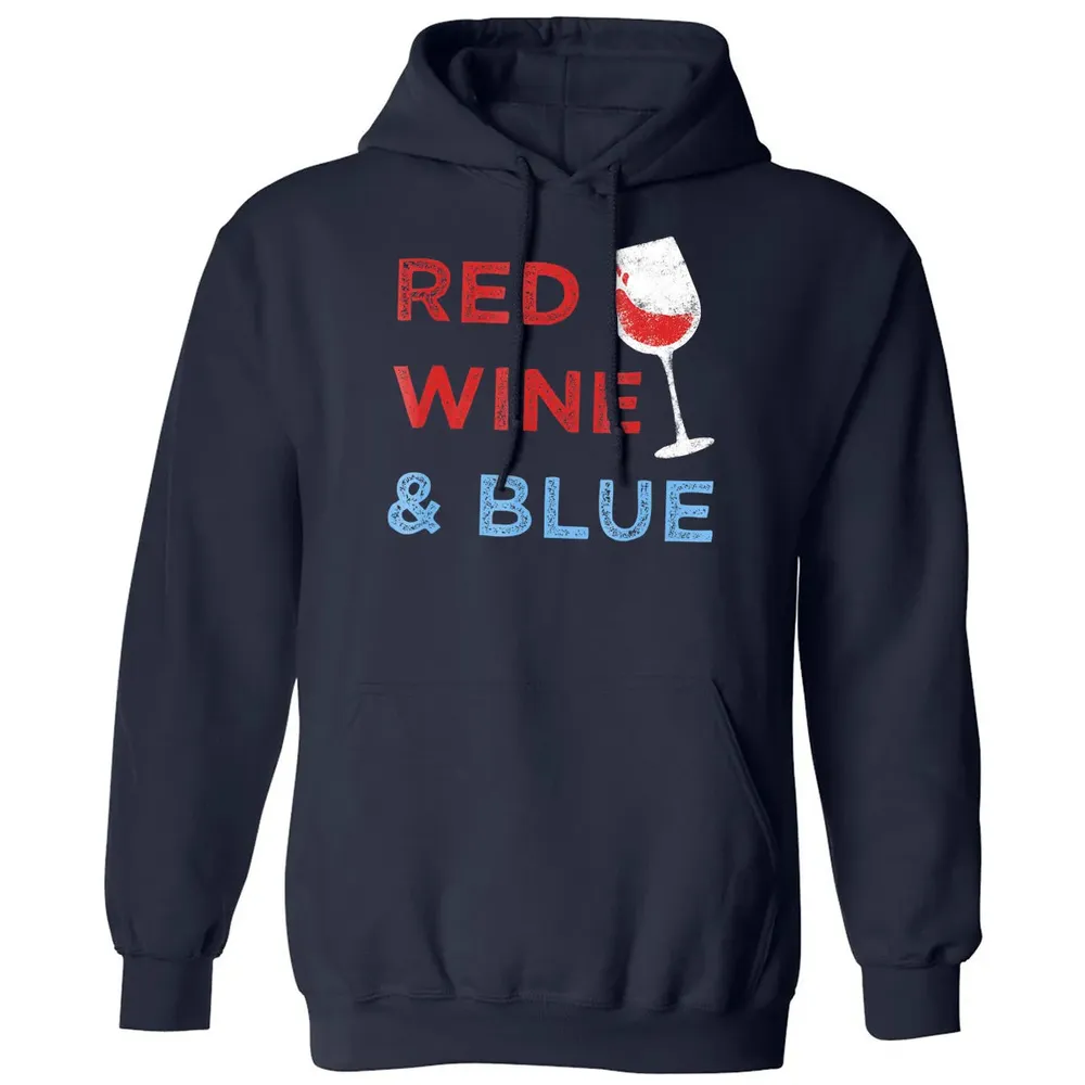 Red Wine &amp; Blue   Funny Patriotic 4th of July Classic Unisex Hoodie - 2