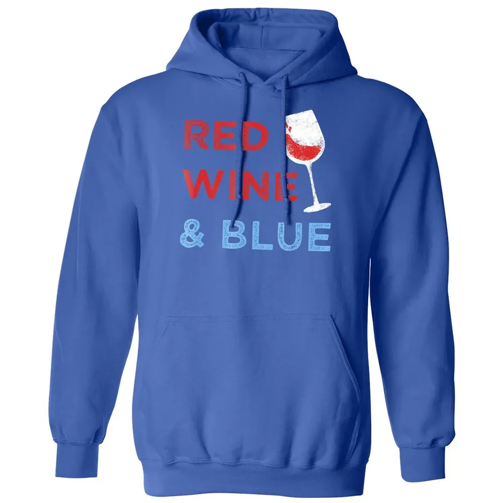 Red Wine &amp; Blue   Funny Patriotic 4th of July Classic Unisex Hoodie - 9