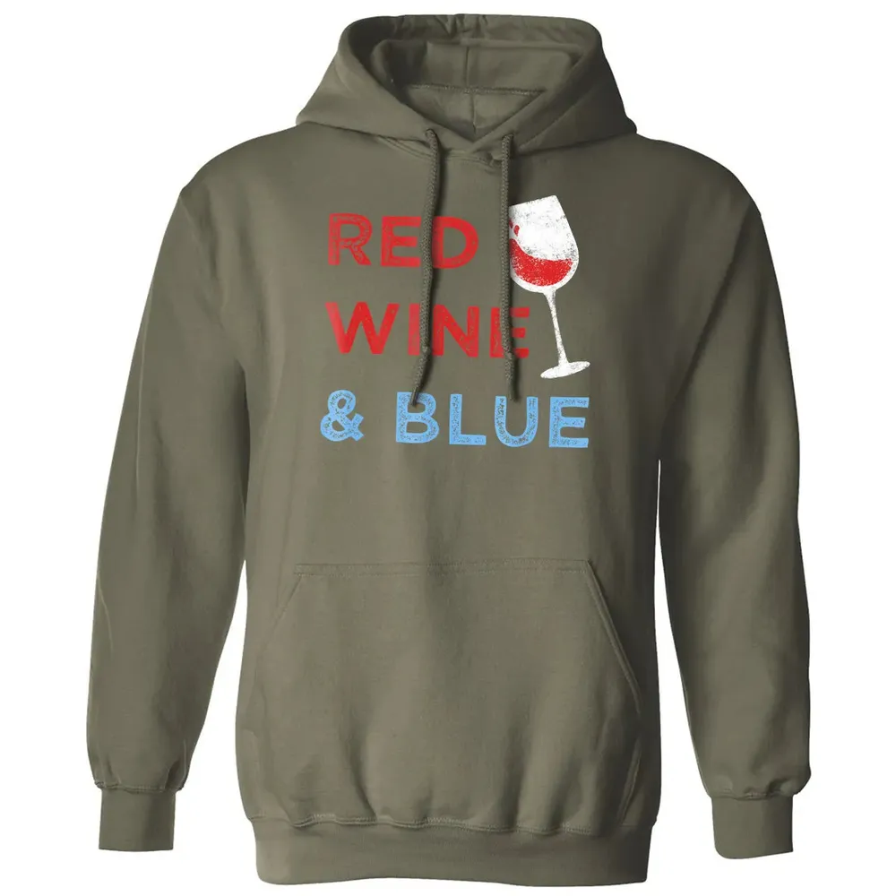 Red Wine &amp; Blue   Funny Patriotic 4th of July Classic Unisex Hoodie - 4