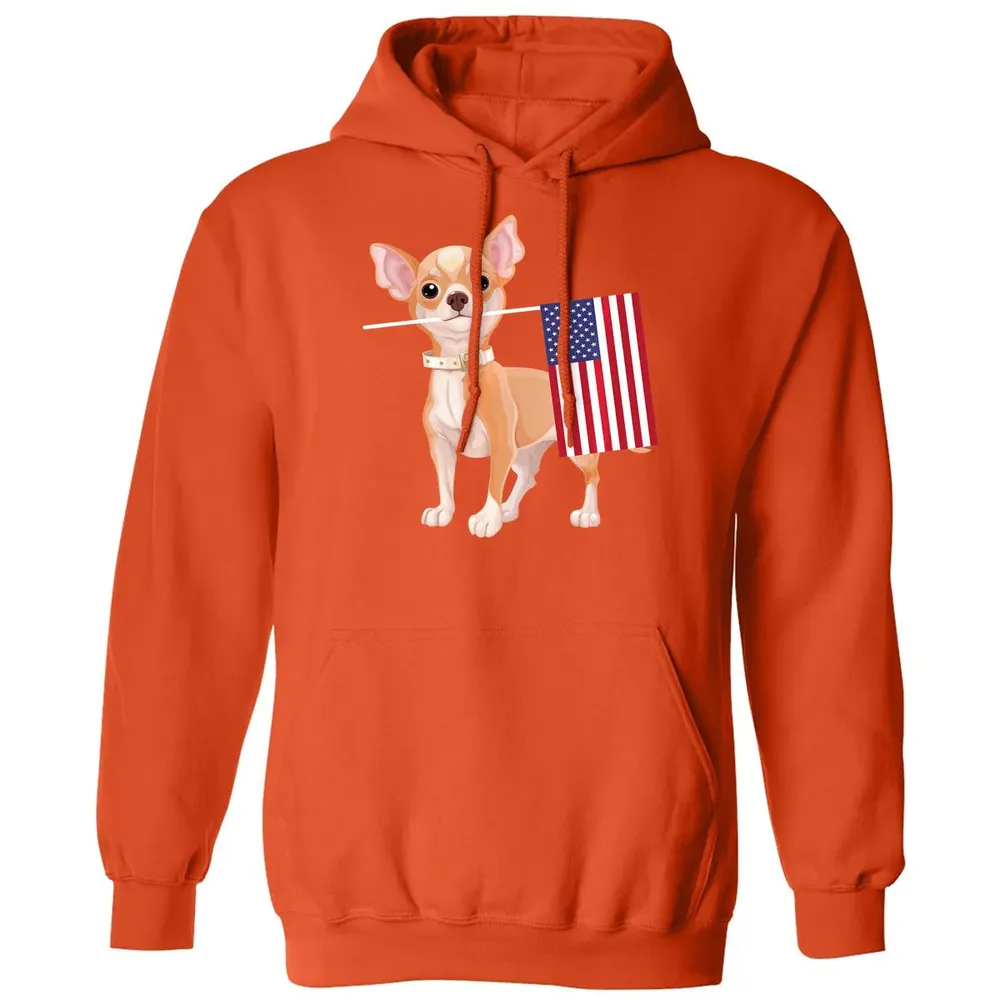 Funny Chihuahua dog American Flag Dog  4th of July Classic Unisex Hoodie - 10