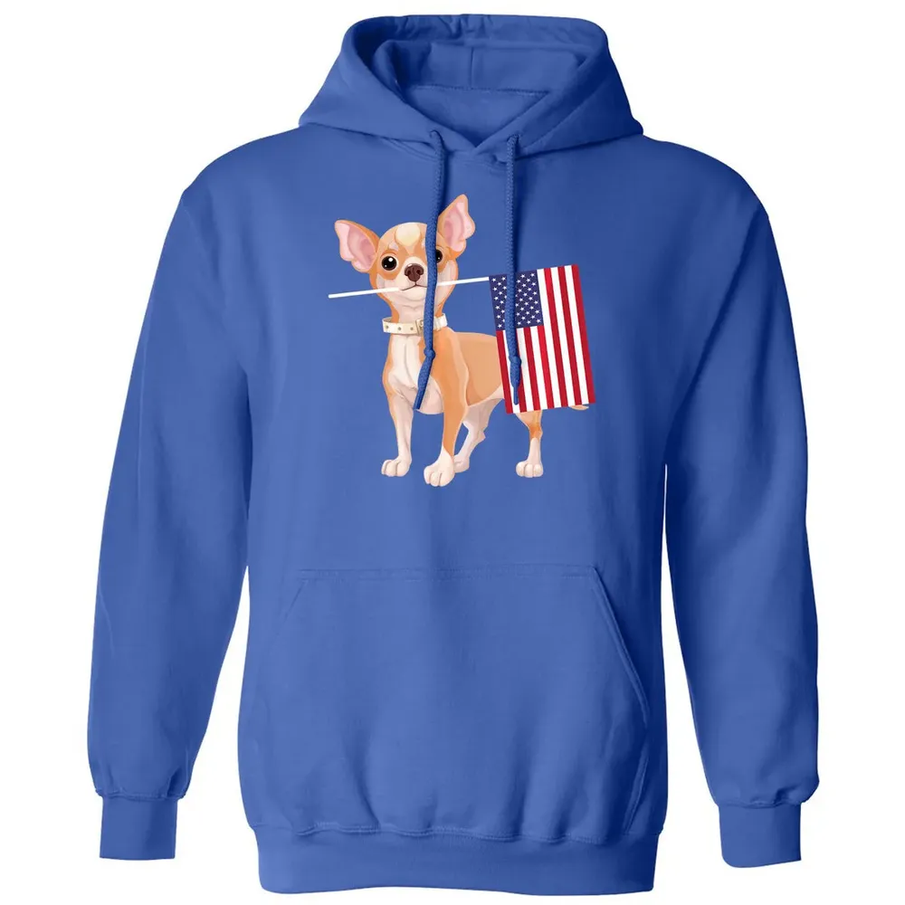 Funny Chihuahua dog American Flag Dog  4th of July Classic Unisex Hoodie - 9