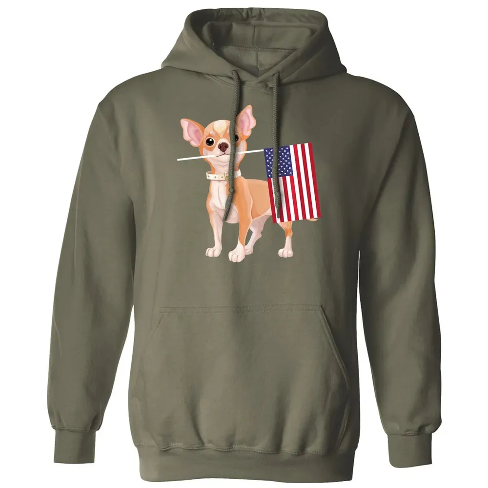 Funny Chihuahua dog American Flag Dog  4th of July Classic Unisex Hoodie - 4