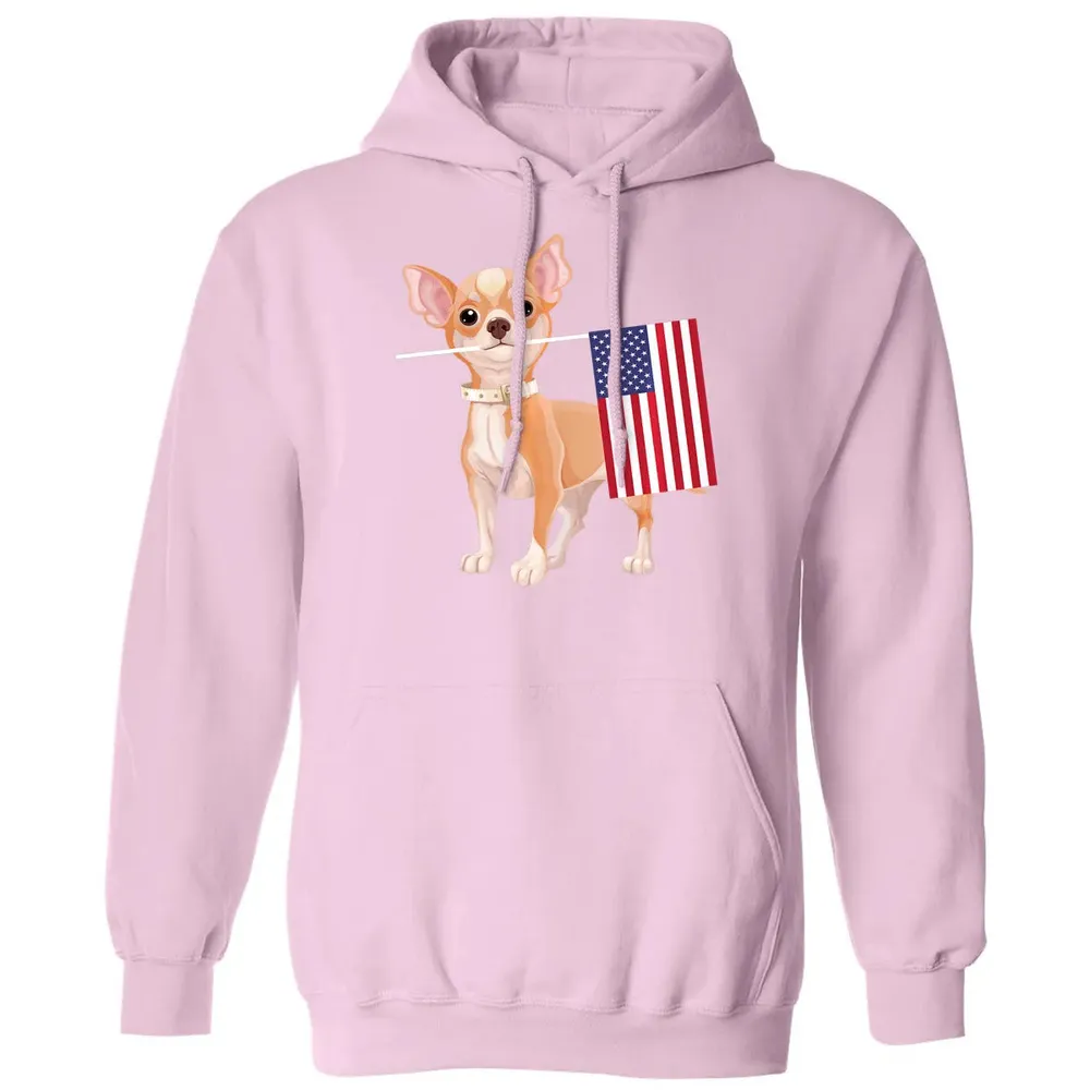 Funny Chihuahua dog American Flag Dog  4th of July Classic Unisex Hoodie - 3