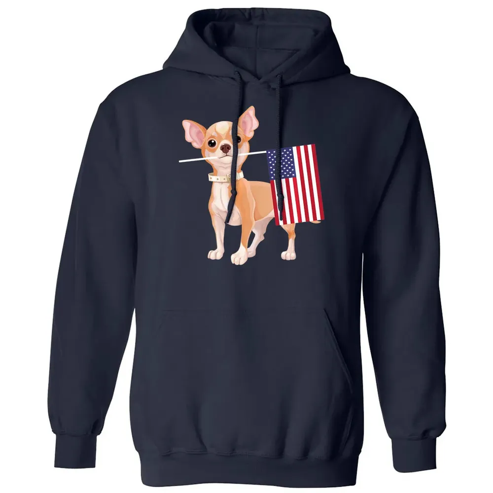 Funny Chihuahua dog American Flag Dog  4th of July Classic Unisex Hoodie - 2