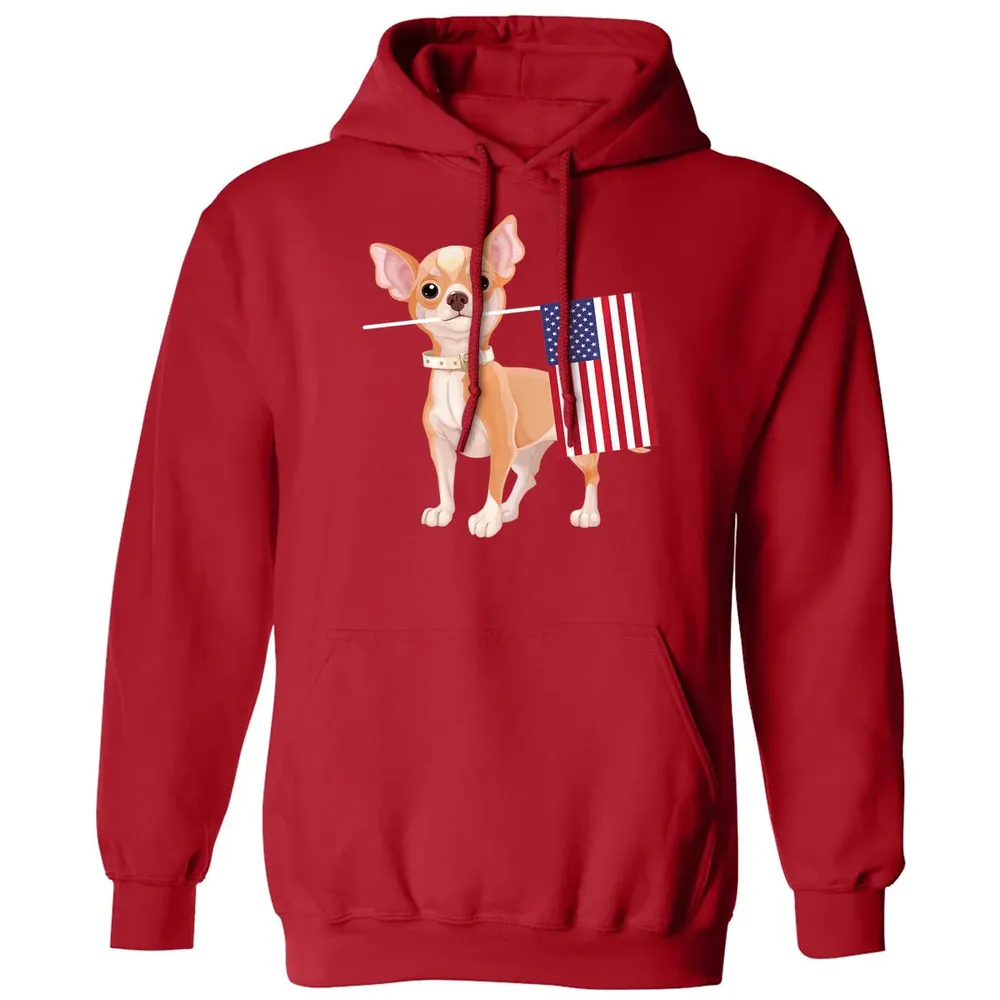 Funny Chihuahua dog American Flag Dog  4th of July Classic Unisex Hoodie - 5