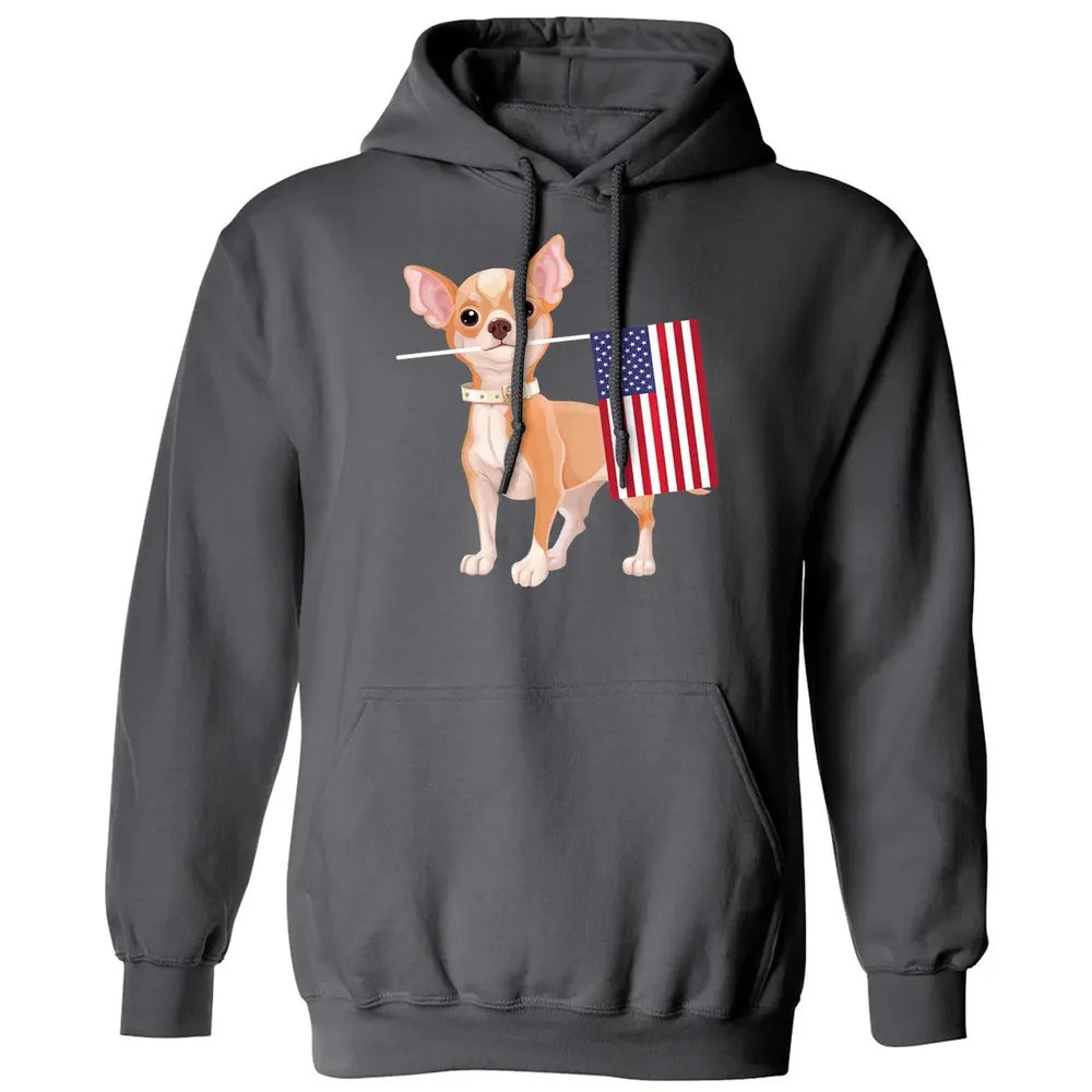 Funny Chihuahua dog American Flag Dog  4th of July Classic Unisex Hoodie - 7