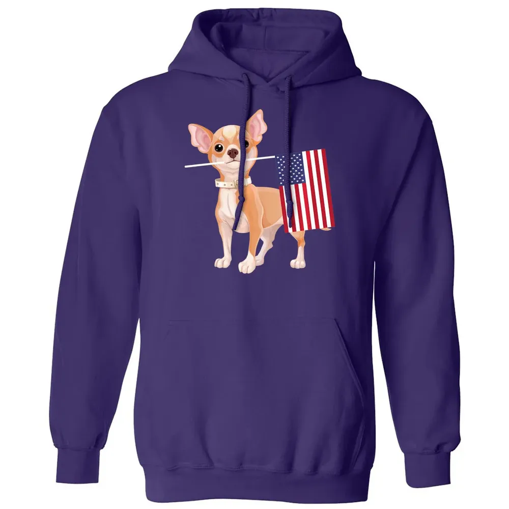 Funny Chihuahua dog American Flag Dog  4th of July Classic Unisex Hoodie - 6
