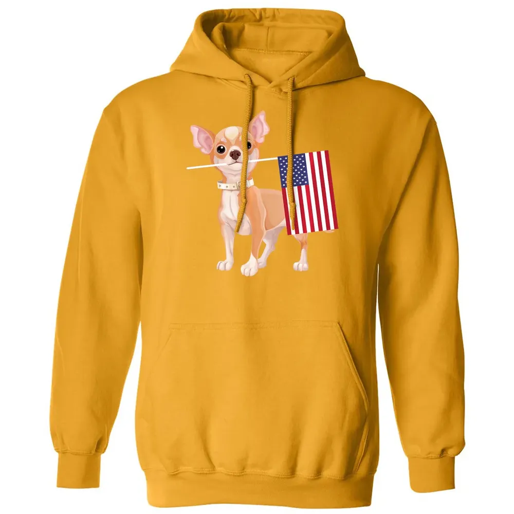 Funny Chihuahua dog American Flag Dog  4th of July Classic Unisex Hoodie - 12