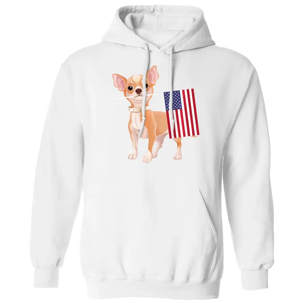 Funny Chihuahua dog American Flag Dog  4th of July Classic Unisex Hoodie - 11