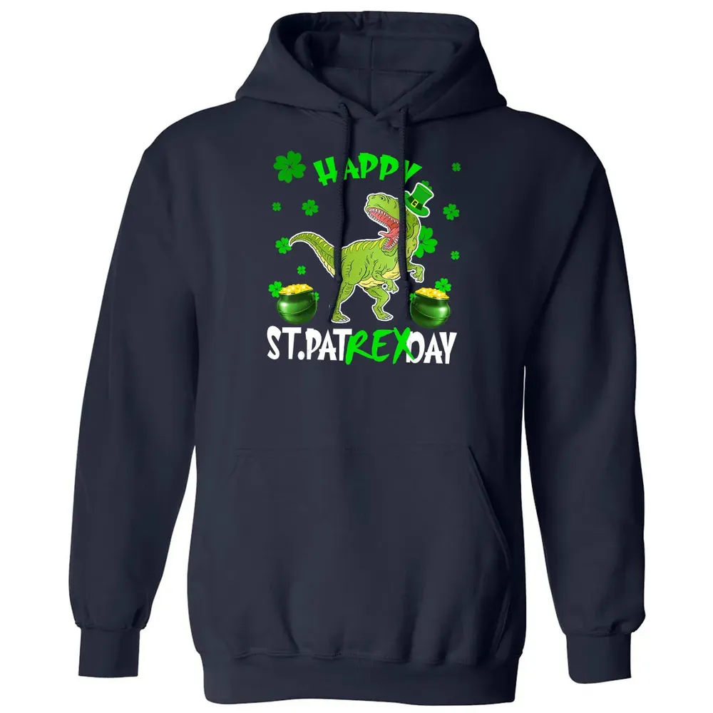 Happy St Patrex Day T Rex Lover St Patrick s Day Irish Gifts Classic Unisex Hoodie - 2