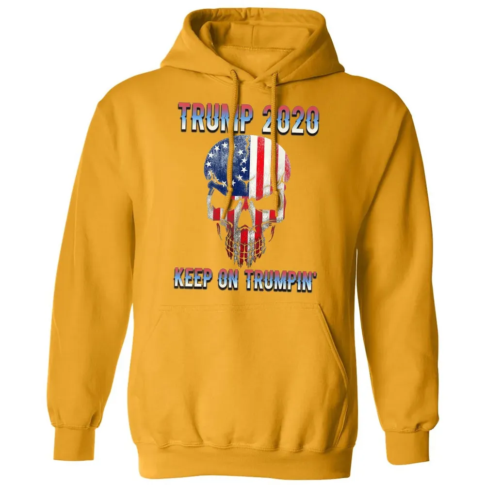 Trump 2020 Keep On Trumpin American Flag Skull 4th of July Classic Unisex Hoodie - 12