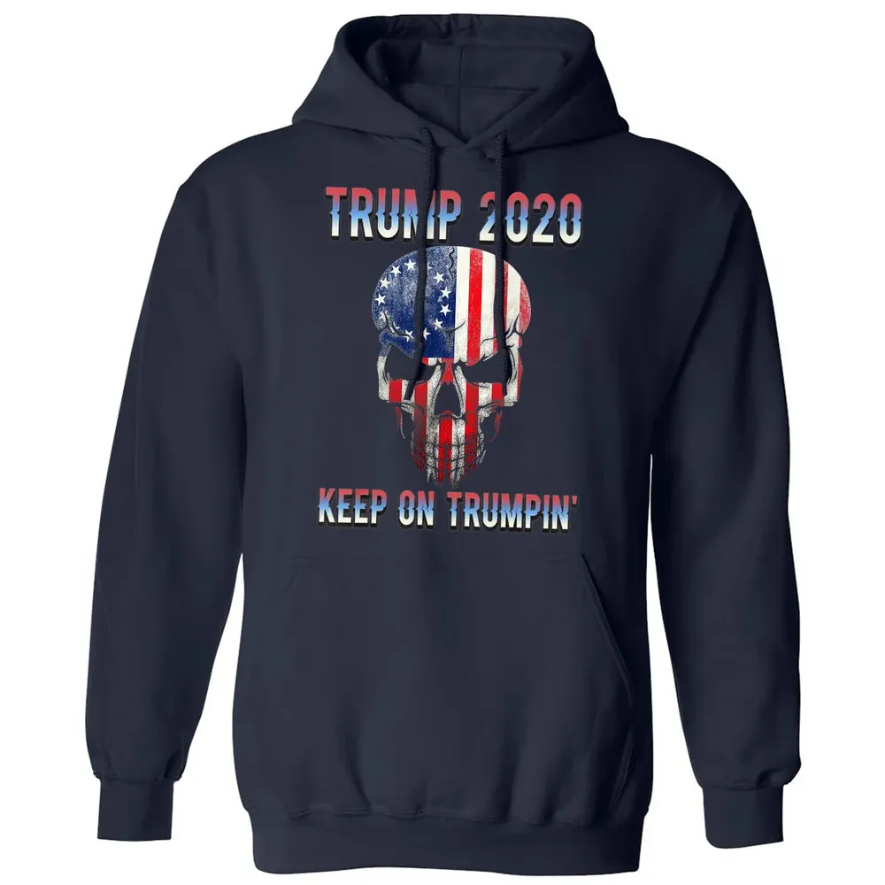 Trump 2020 Keep On Trumpin American Flag Skull 4th of July Classic Unisex Hoodie - 2