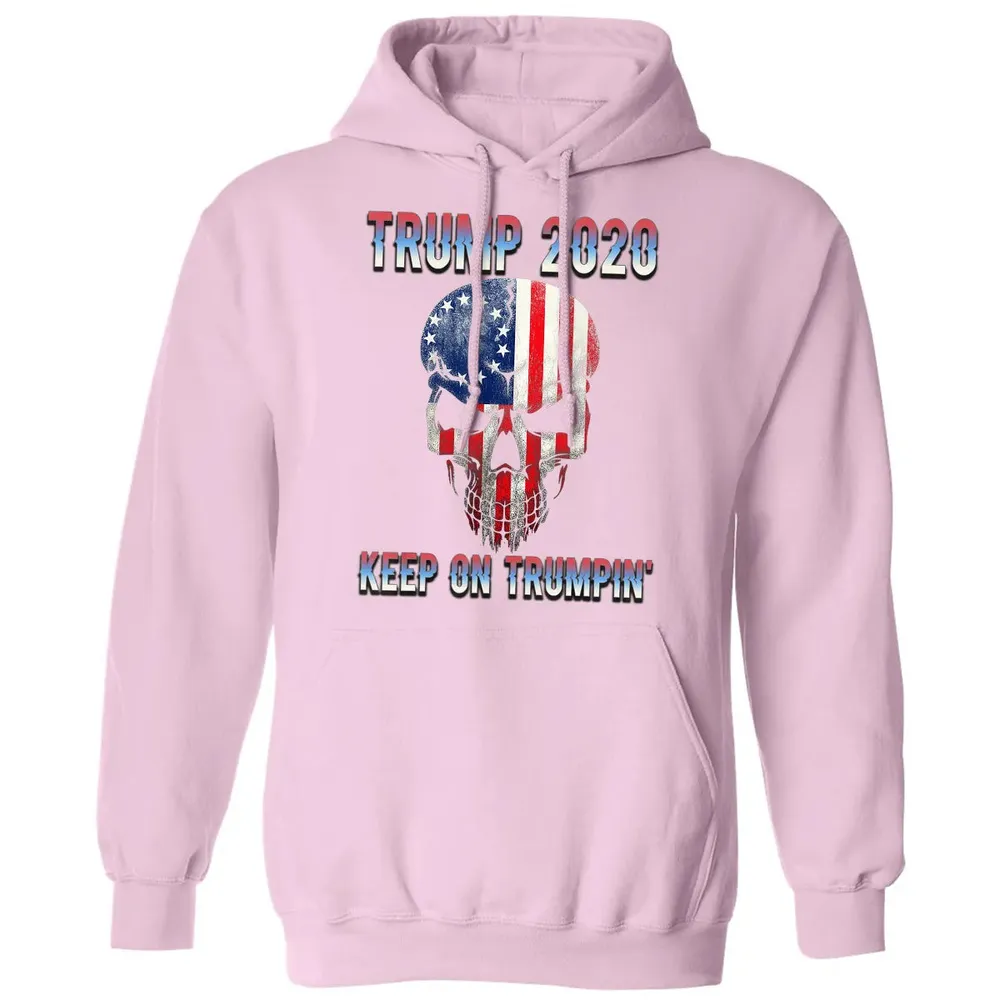 Trump 2020 Keep On Trumpin American Flag Skull 4th of July Classic Unisex Hoodie - 3