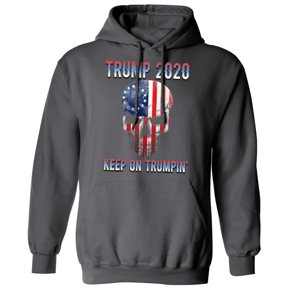 Trump 2020 Keep On Trumpin American Flag Skull 4th of July Classic Unisex Hoodie - 7