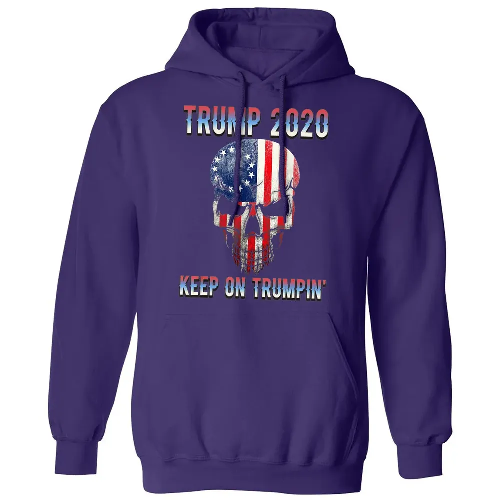 Trump 2020 Keep On Trumpin American Flag Skull 4th of July Classic Unisex Hoodie - 6