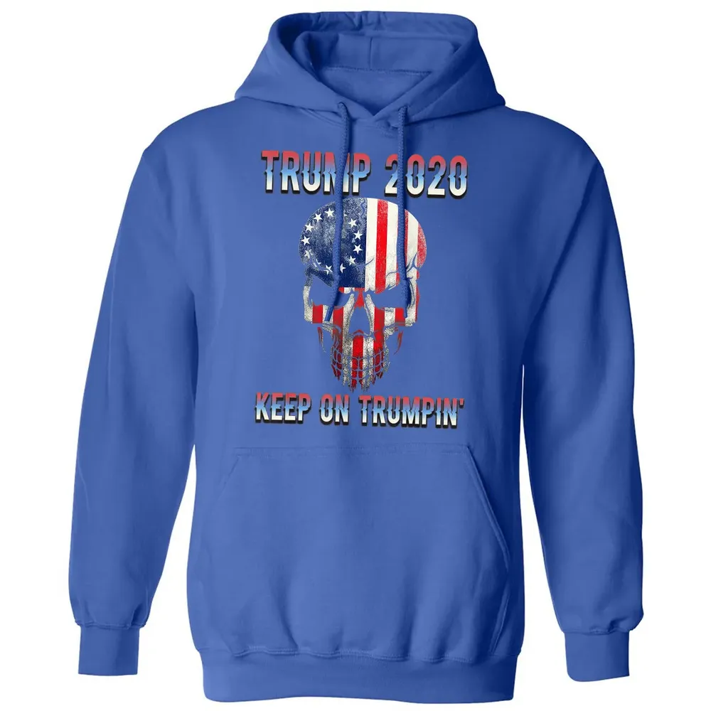 Trump 2020 Keep On Trumpin American Flag Skull 4th of July Classic Unisex Hoodie - 9