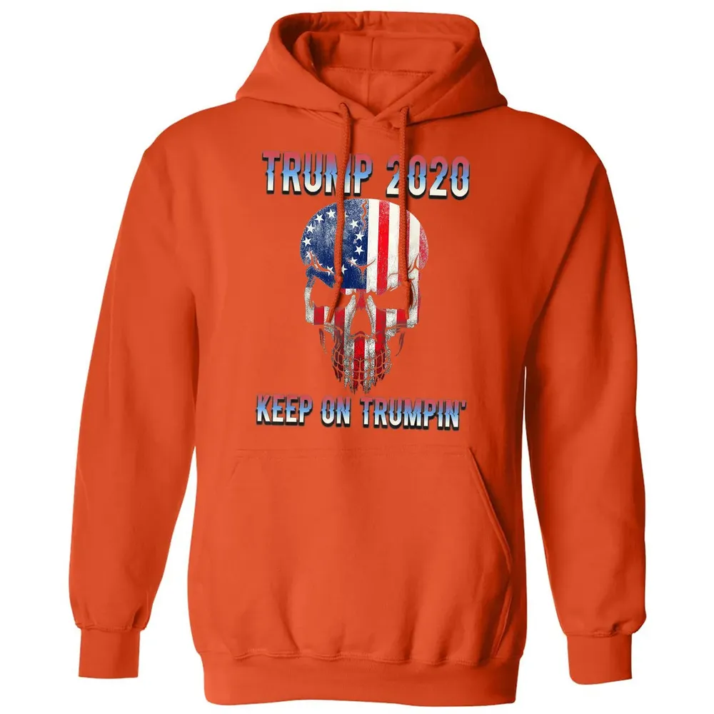 Trump 2020 Keep On Trumpin American Flag Skull 4th of July Classic Unisex Hoodie - 10