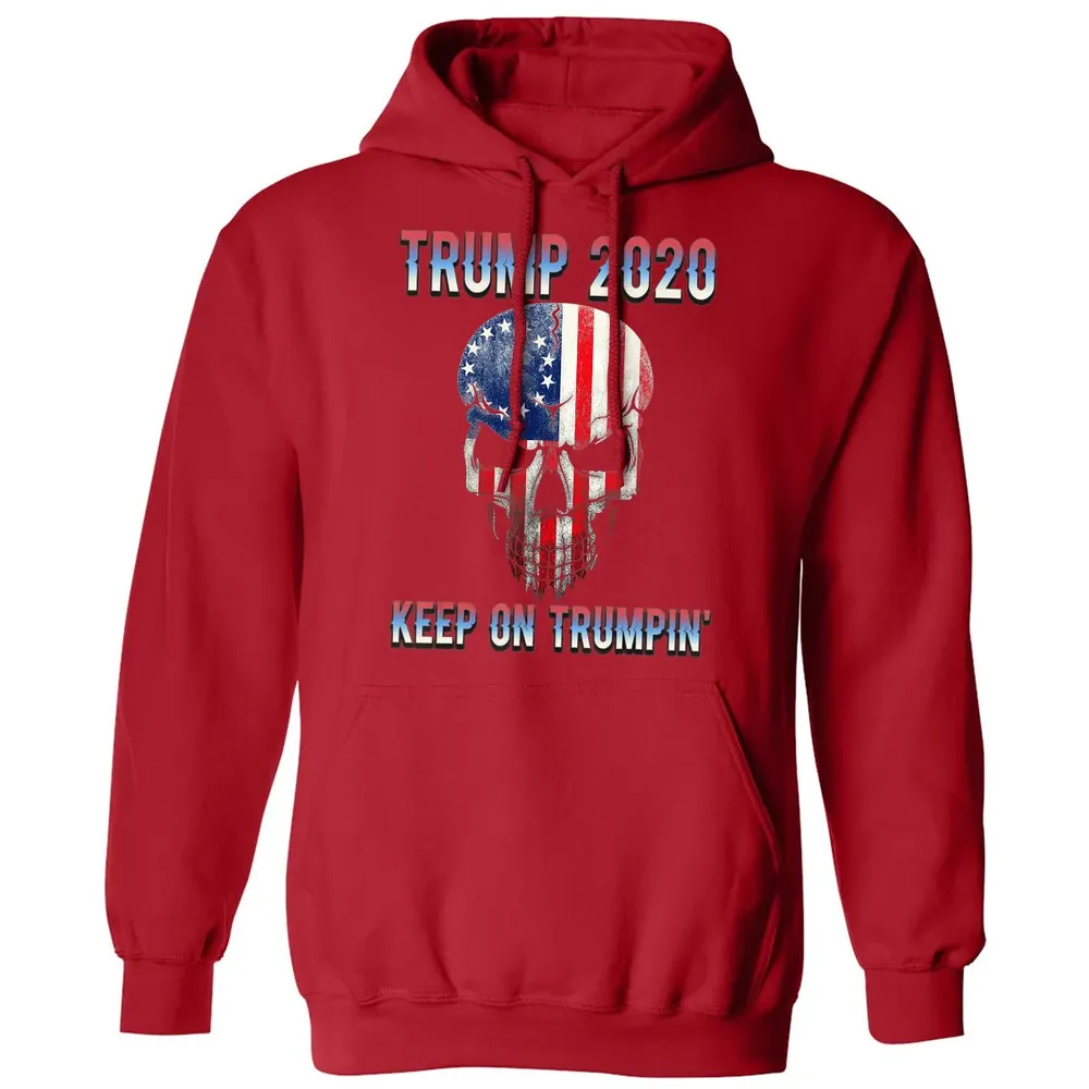 Trump 2020 Keep On Trumpin American Flag Skull 4th of July Classic Unisex Hoodie - 5