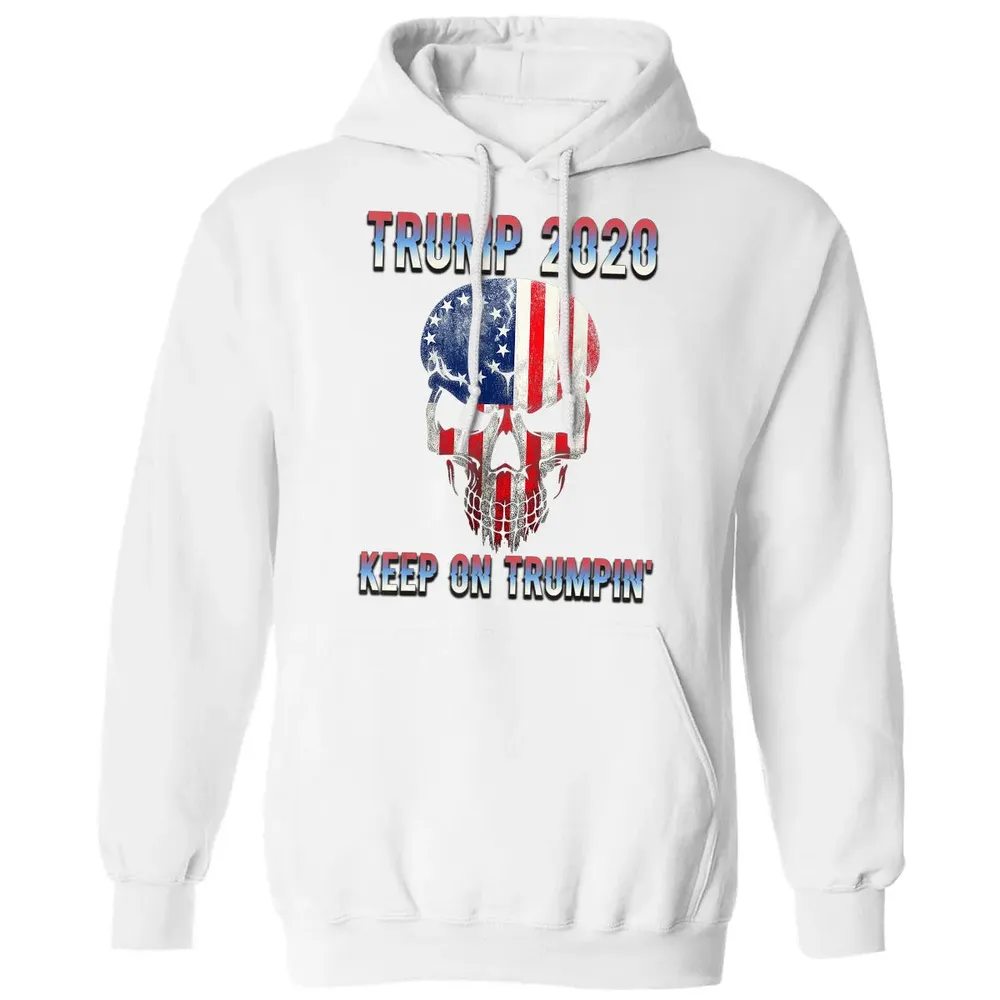 Trump 2020 Keep On Trumpin American Flag Skull 4th of July Classic Unisex Hoodie - 11