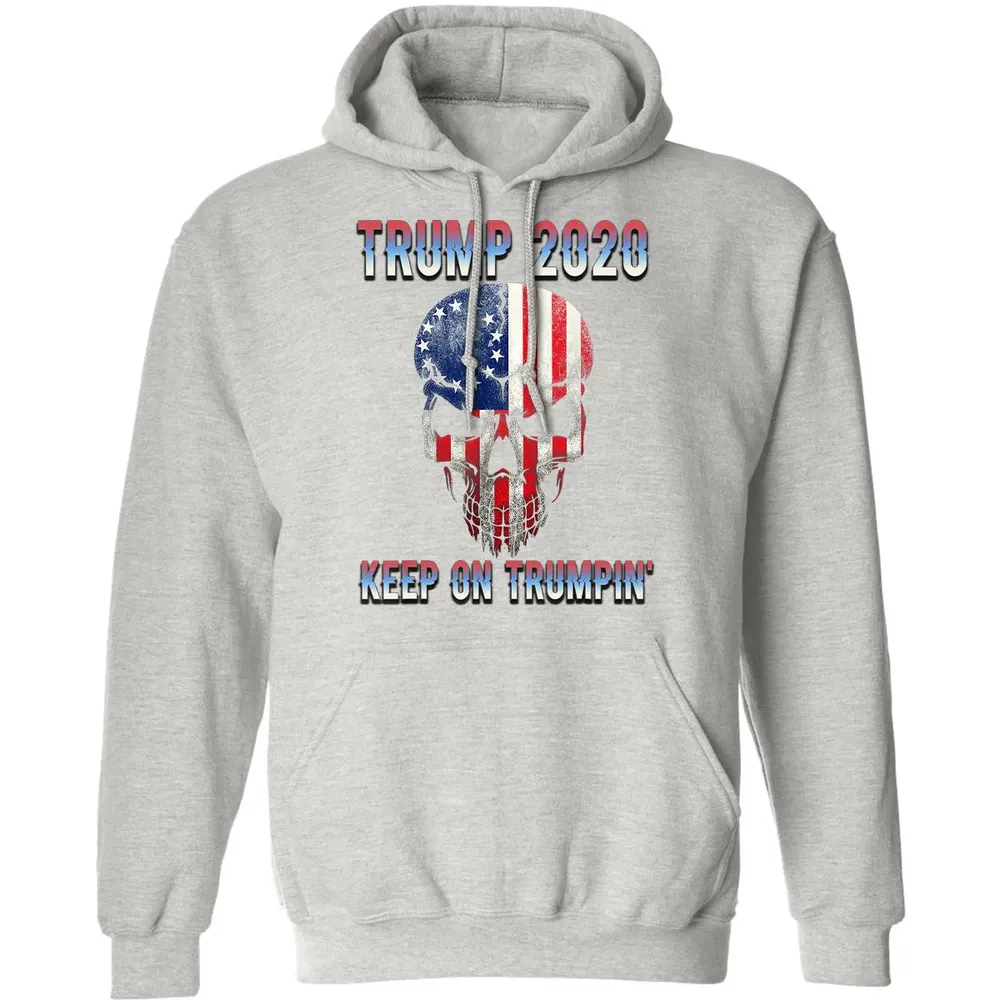 Trump 2020 Keep On Trumpin American Flag Skull 4th of July Classic Unisex Hoodie - 8