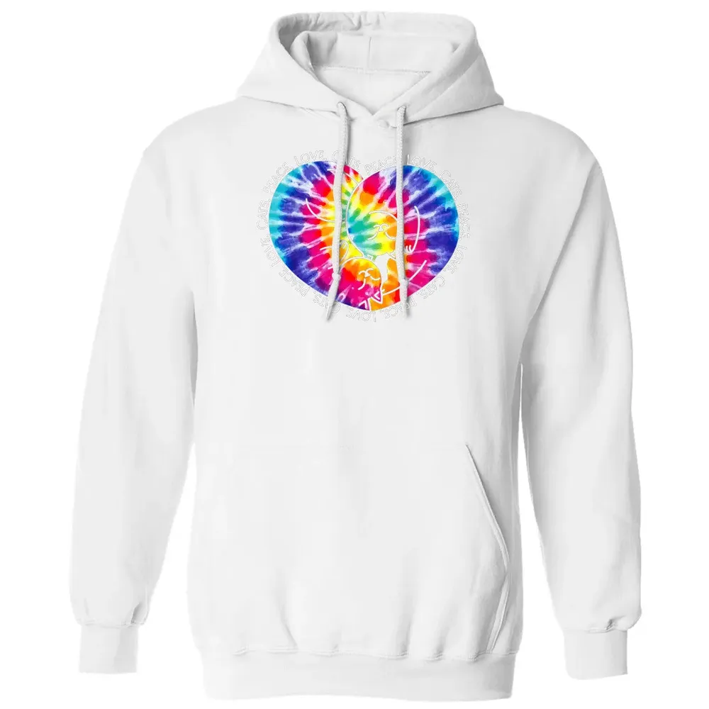 Peace Love Cats Tie Dye Classic Unisex Hoodie - 11