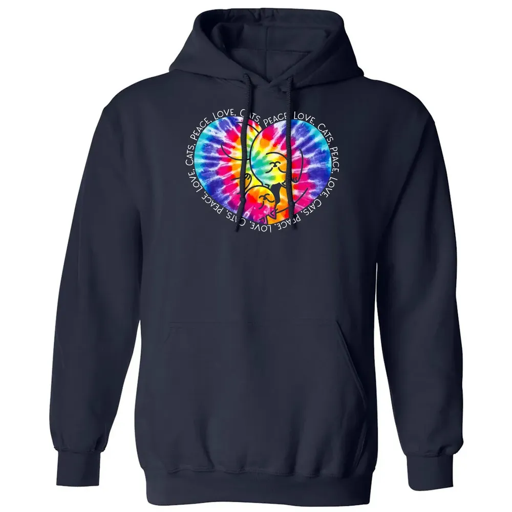 Peace Love Cats Tie Dye Classic Unisex Hoodie - 2
