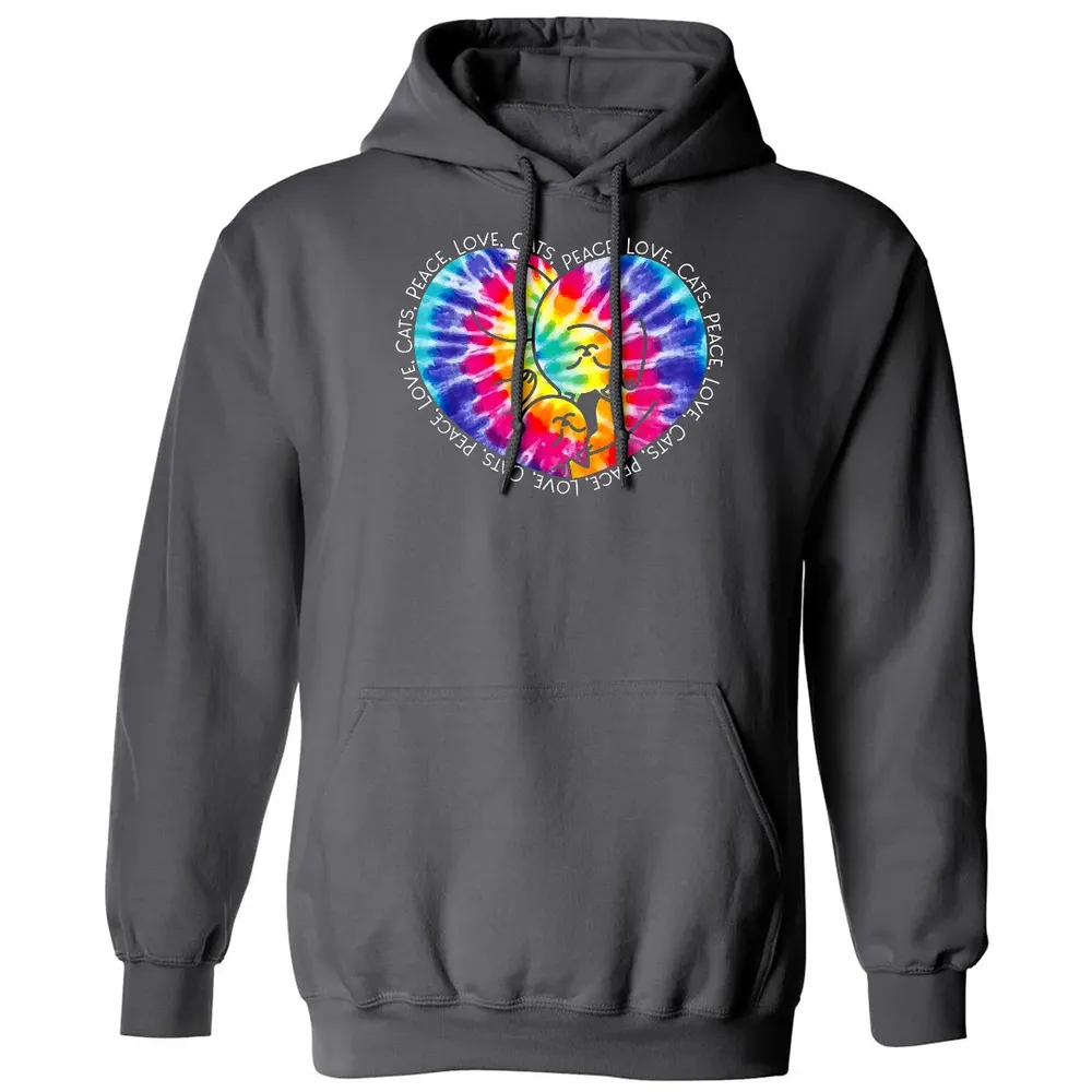 Peace Love Cats Tie Dye Classic Unisex Hoodie - 7