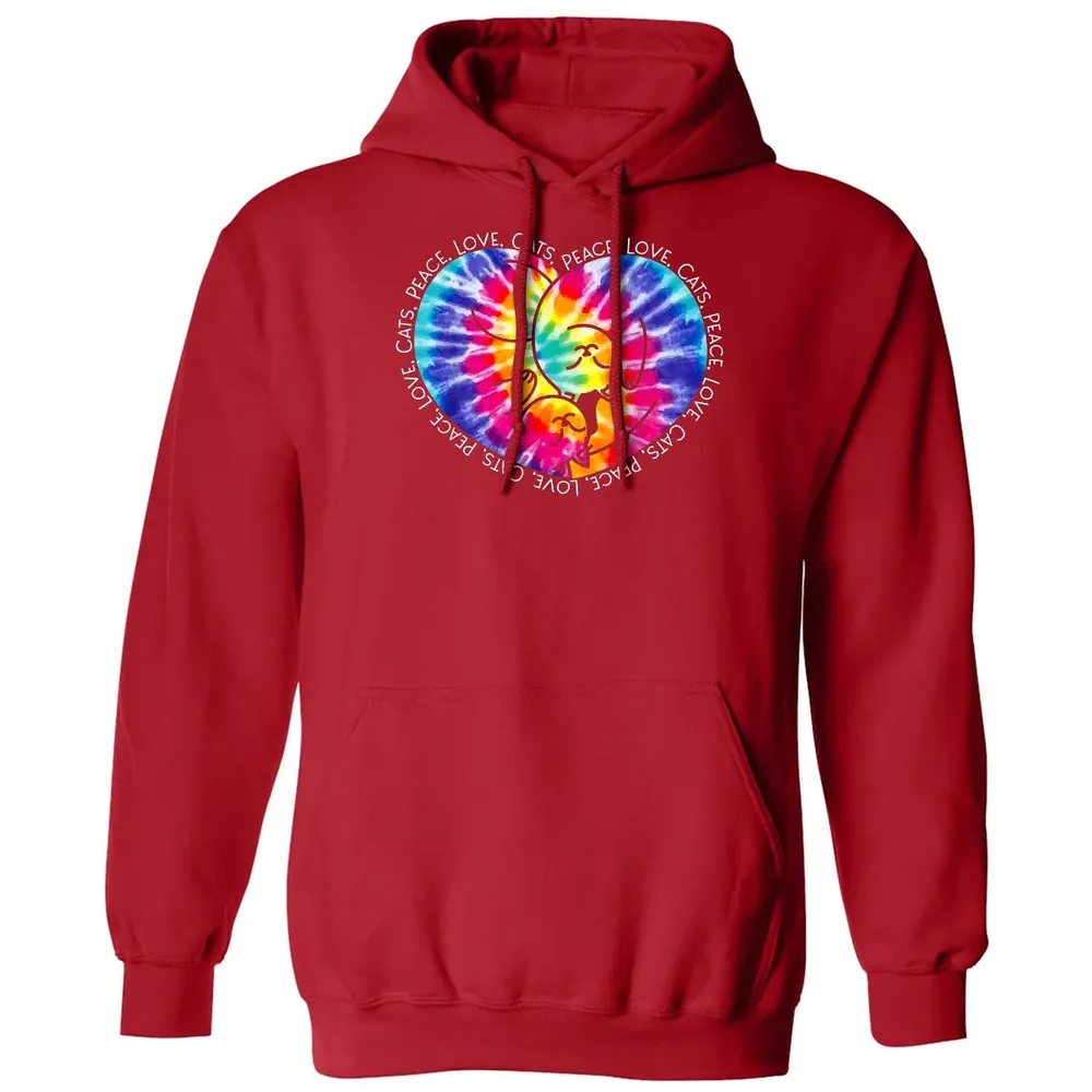 Peace Love Cats Tie Dye Classic Unisex Hoodie - 5