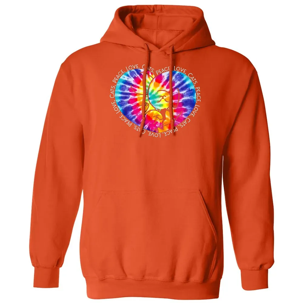 Peace Love Cats Tie Dye Classic Unisex Hoodie - 10