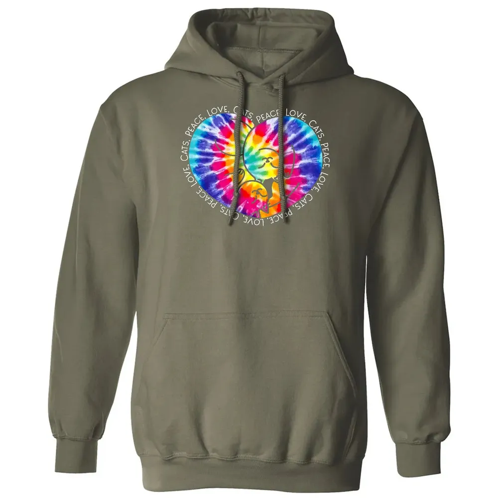 Peace Love Cats Tie Dye Classic Unisex Hoodie - 4