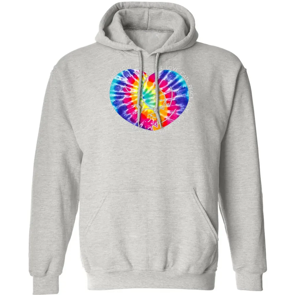 Peace Love Cats Tie Dye Classic Unisex Hoodie - 8