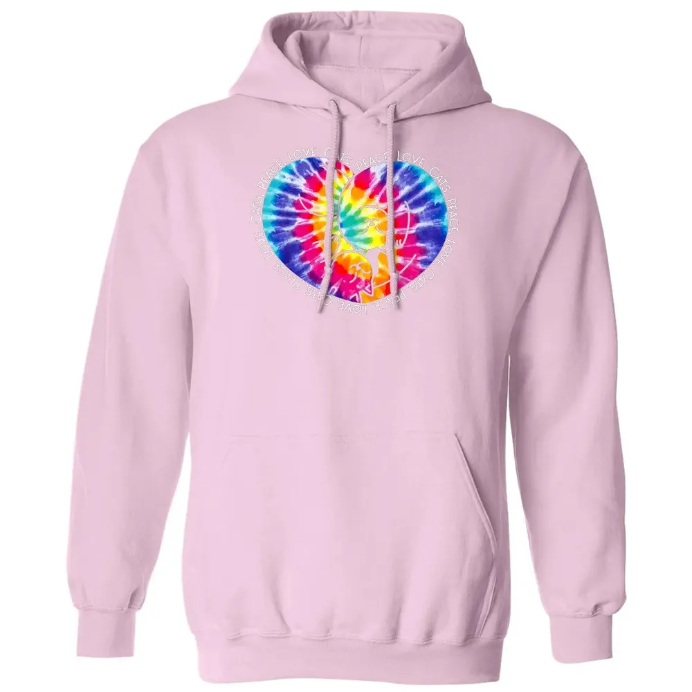 Peace Love Cats Tie Dye Classic Unisex Hoodie - 3