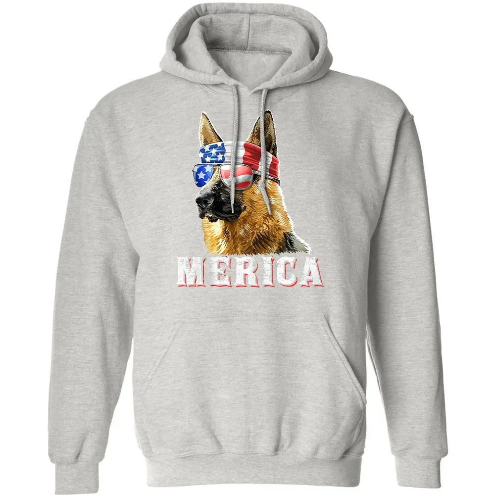 Merica German Shepherd Dog 4th of July American Flag Bandana Classic Unisex Hoodie - 8