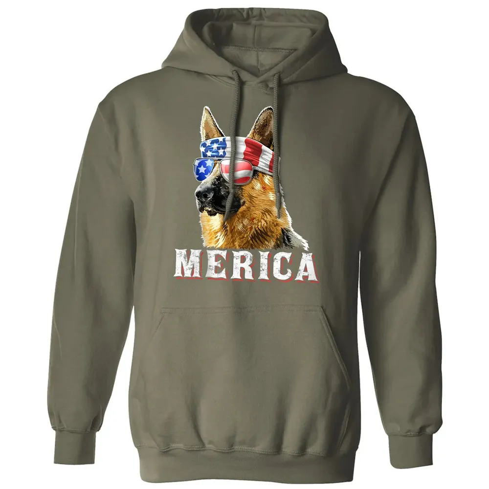 Merica German Shepherd Dog 4th of July American Flag Bandana Classic Unisex Hoodie - 4
