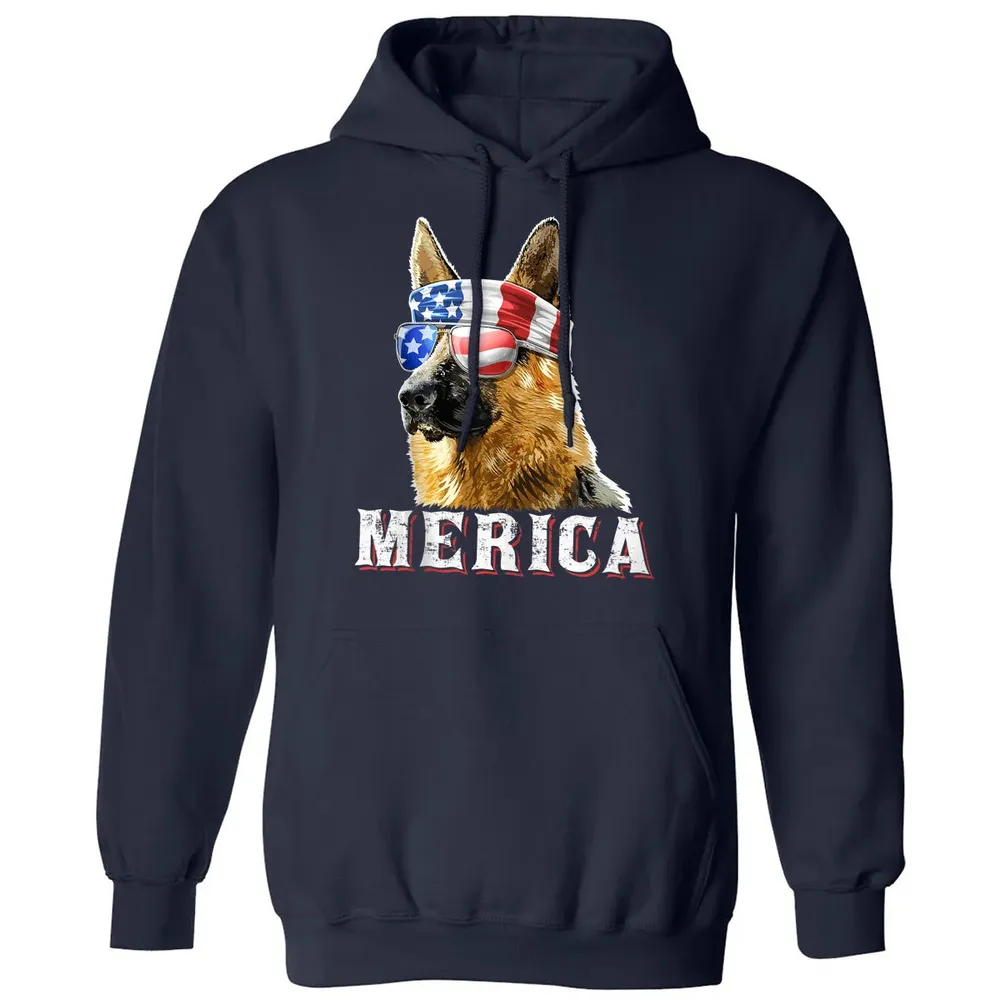 Merica German Shepherd Dog 4th of July American Flag Bandana Classic Unisex Hoodie - 2