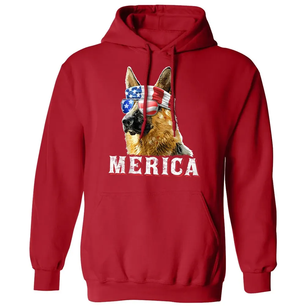 Merica German Shepherd Dog 4th of July American Flag Bandana Classic Unisex Hoodie - 5