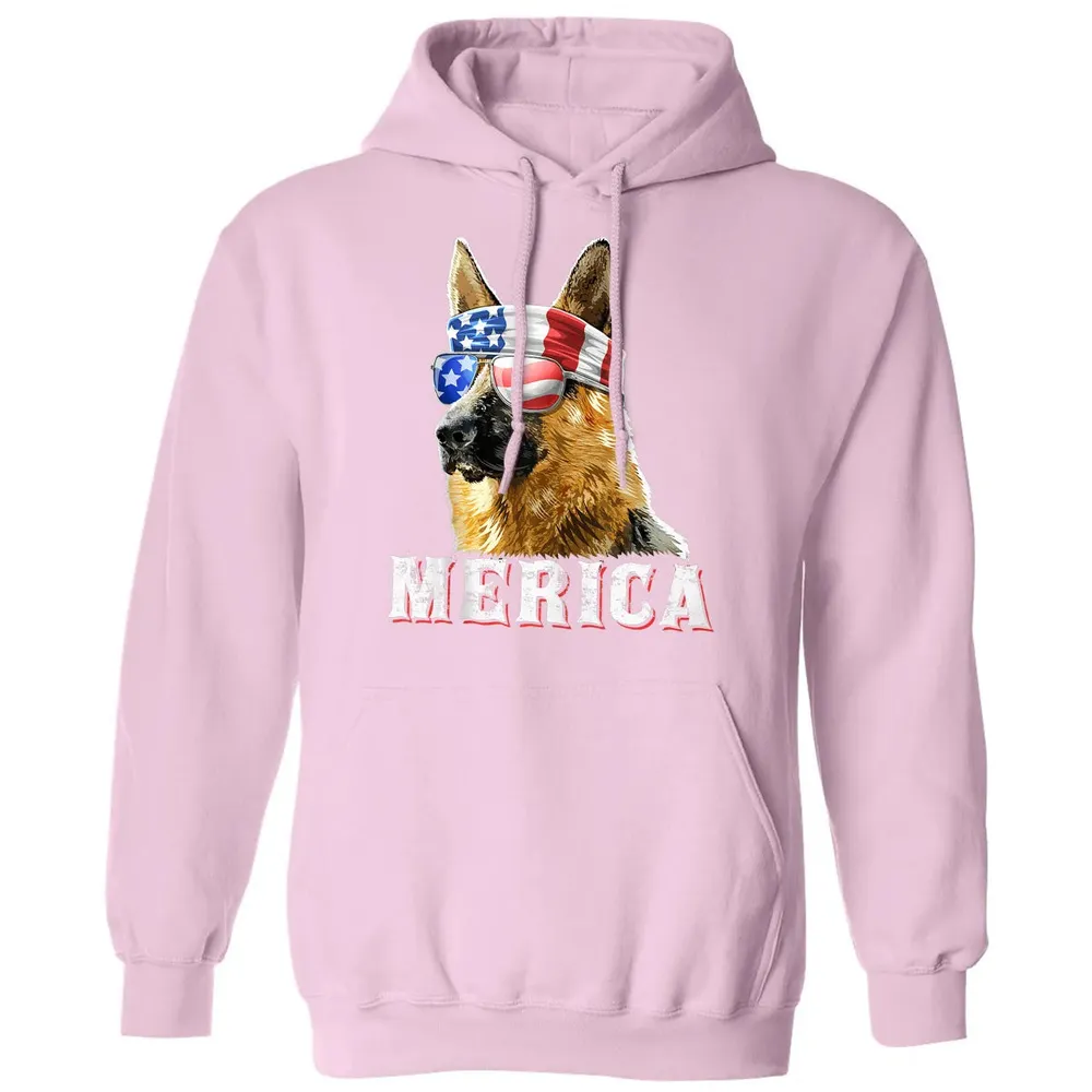Merica German Shepherd Dog 4th of July American Flag Bandana Classic Unisex Hoodie - 3