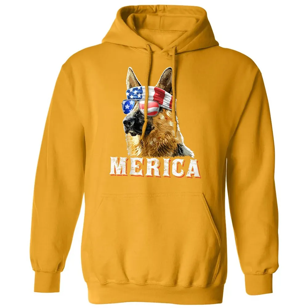 Merica German Shepherd Dog 4th of July American Flag Bandana Classic Unisex Hoodie - 12