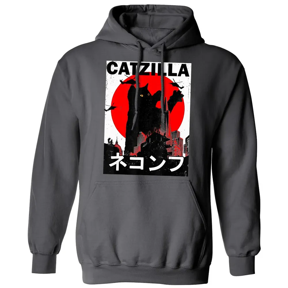 Vintage Catzilla Japanese Sunset Style Cat Kitten Lover Classic Unisex Hoodie - 7