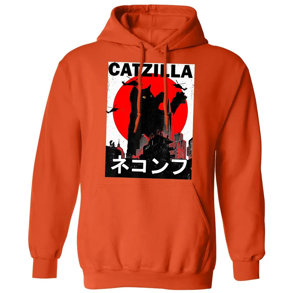 Vintage Catzilla Japanese Sunset Style Cat Kitten Lover Classic Unisex Hoodie - 10