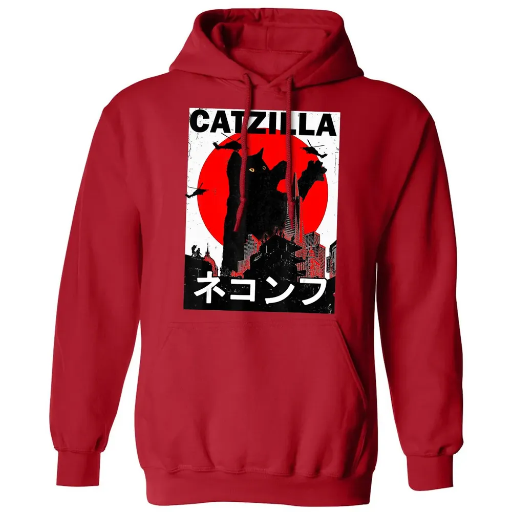 Vintage Catzilla Japanese Sunset Style Cat Kitten Lover Classic Unisex Hoodie - 5