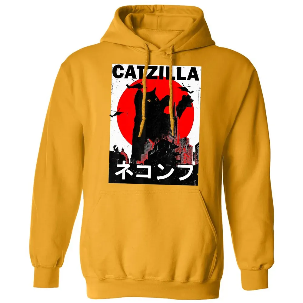 Vintage Catzilla Japanese Sunset Style Cat Kitten Lover Classic Unisex Hoodie - 12