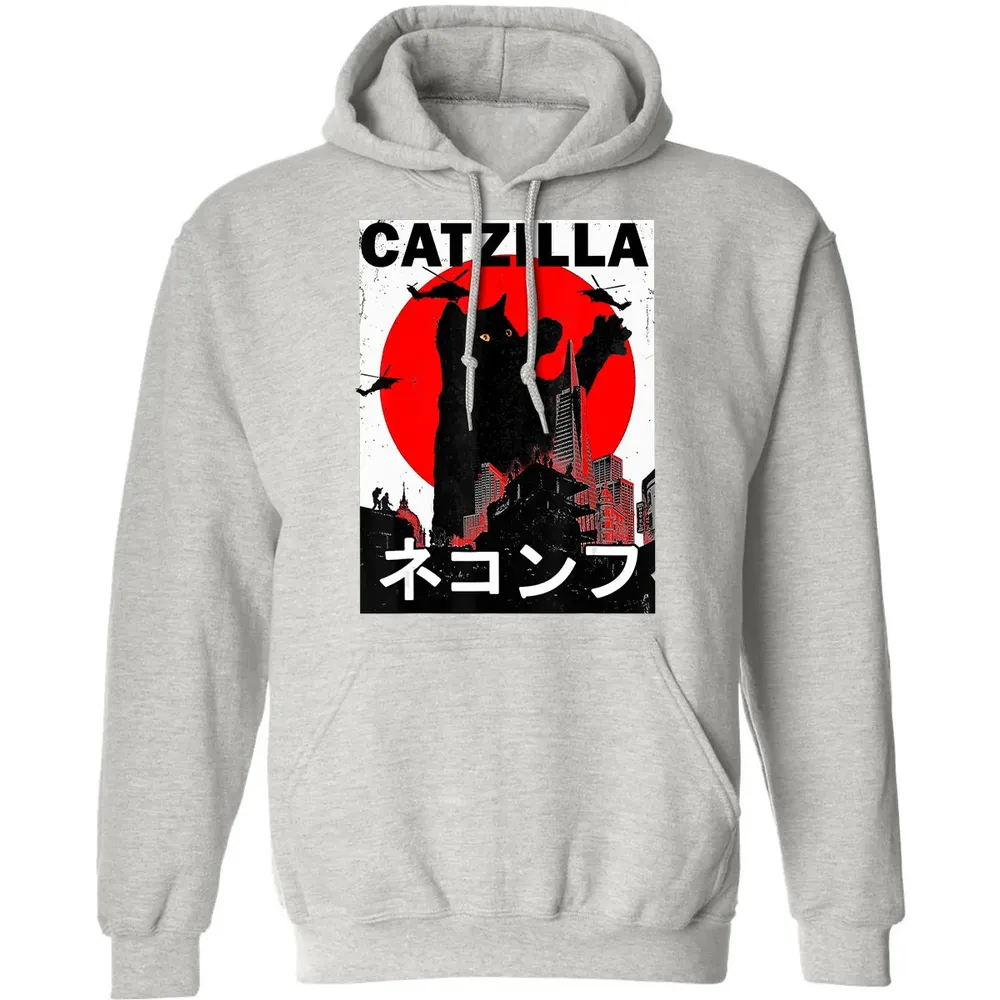 Vintage Catzilla Japanese Sunset Style Cat Kitten Lover Classic Unisex Hoodie - 8