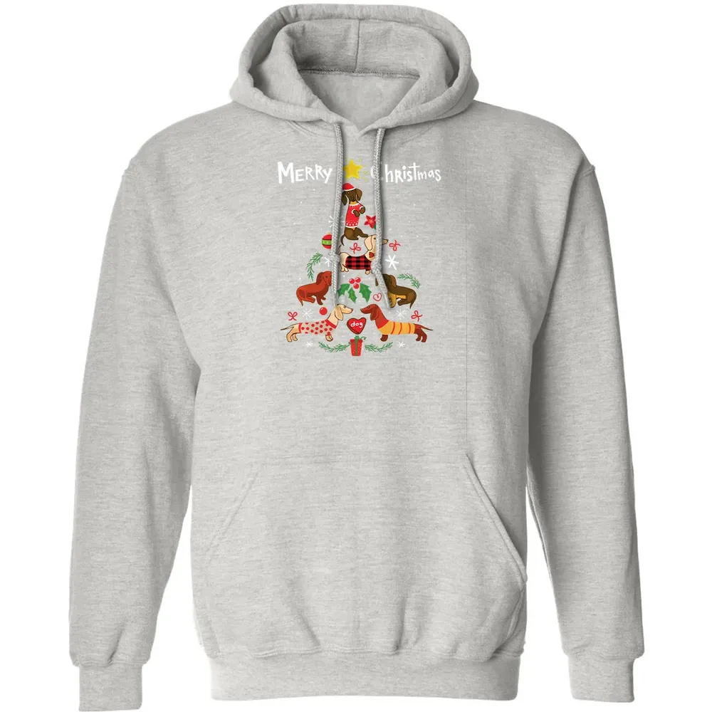 Funny Dachshund Christmas Tree Sweat Ornament Gift Classic Unisex Hoodie - 8