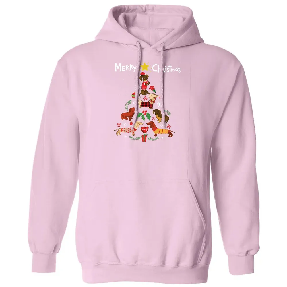 Funny Dachshund Christmas Tree Sweat Ornament Gift Classic Unisex Hoodie - 3