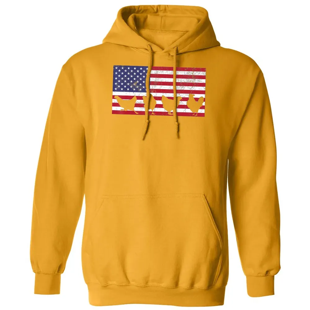 American Flag  Chicken USA 4th of July  Gift Classic Unisex Hoodie - 12