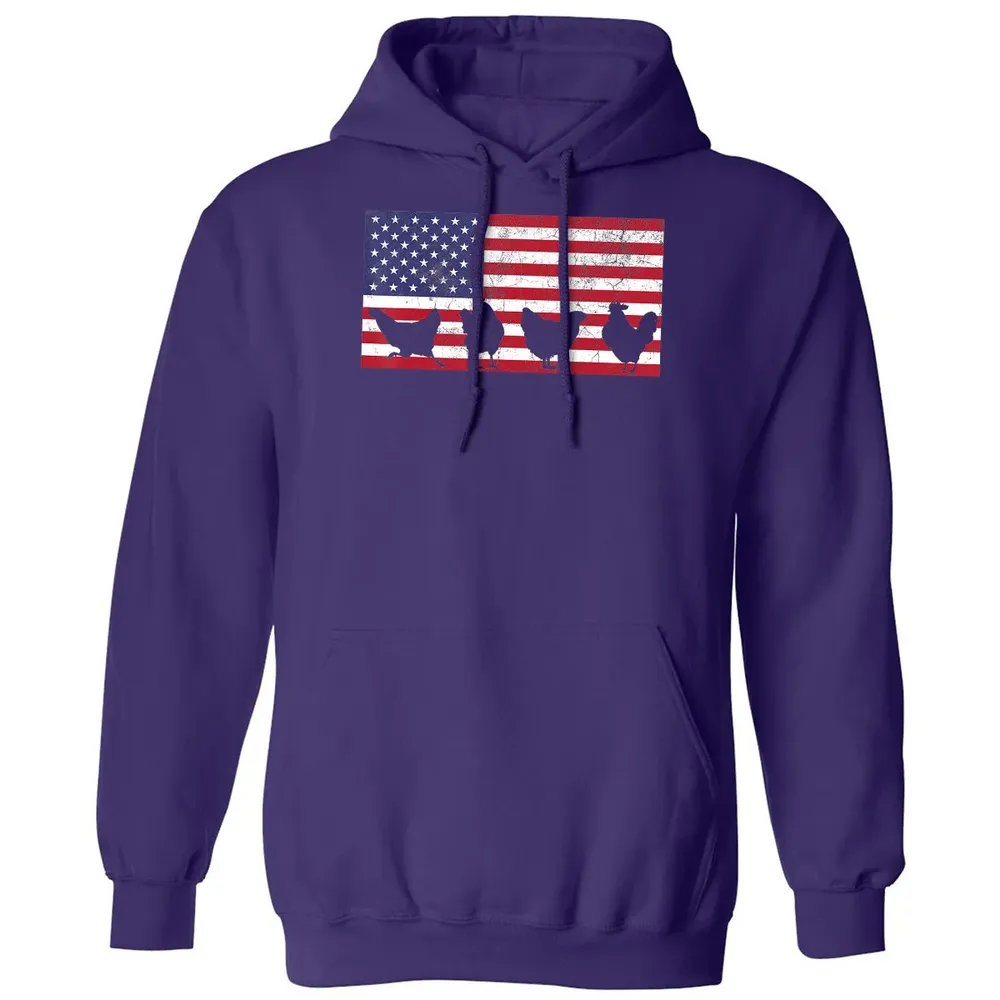American Flag  Chicken USA 4th of July  Gift Classic Unisex Hoodie - 6