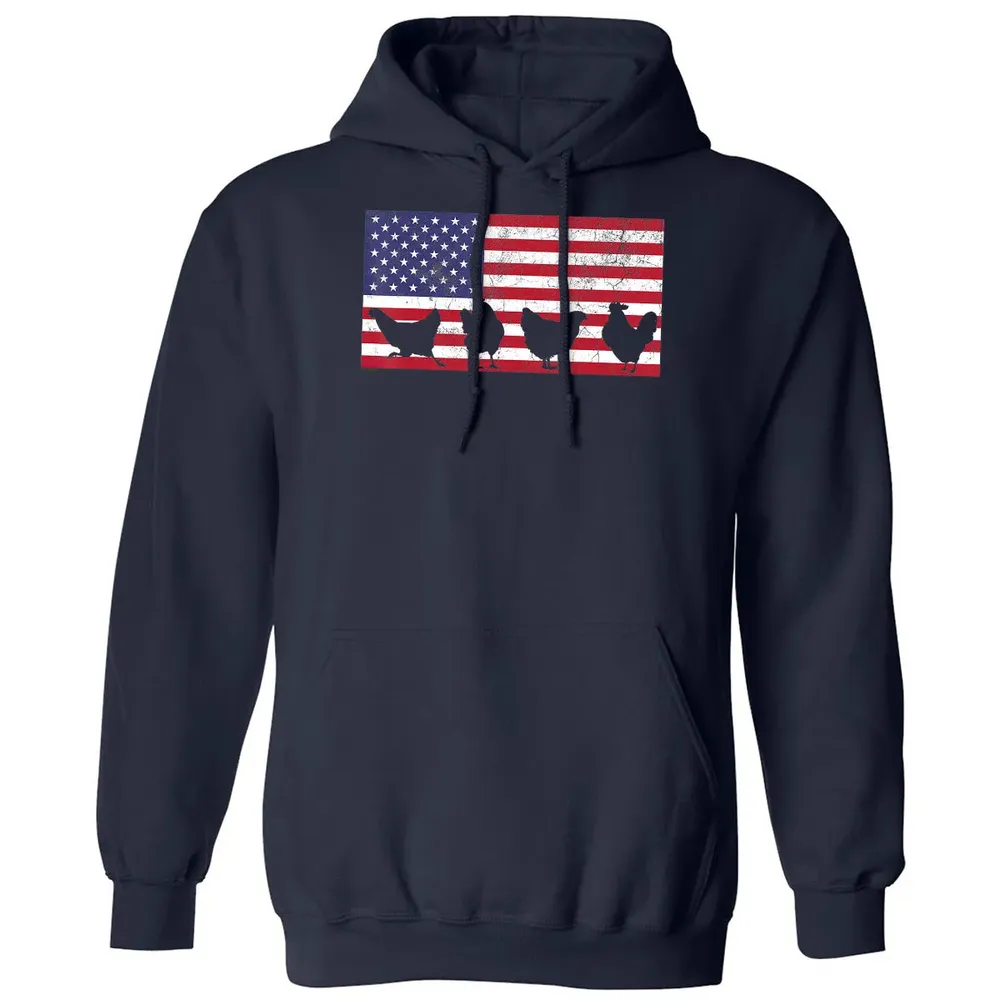 American Flag  Chicken USA 4th of July  Gift Classic Unisex Hoodie - 2
